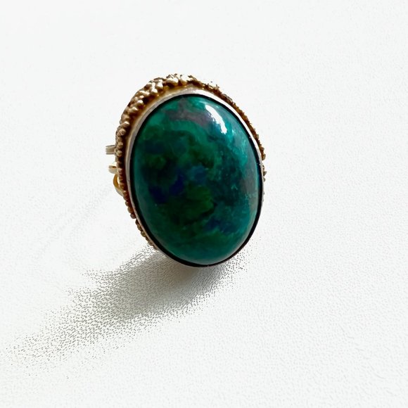 Vintage 1970s Israel Eilat Stone Sterling Silver Statement Ring - Picture 3 of 9